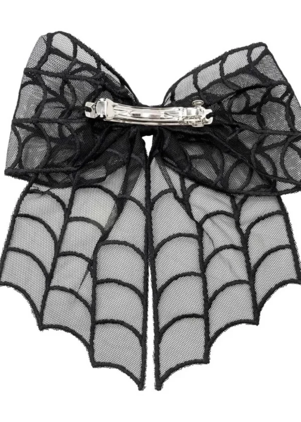 Kreepsville Spiderweb Lace Hair Bow Black