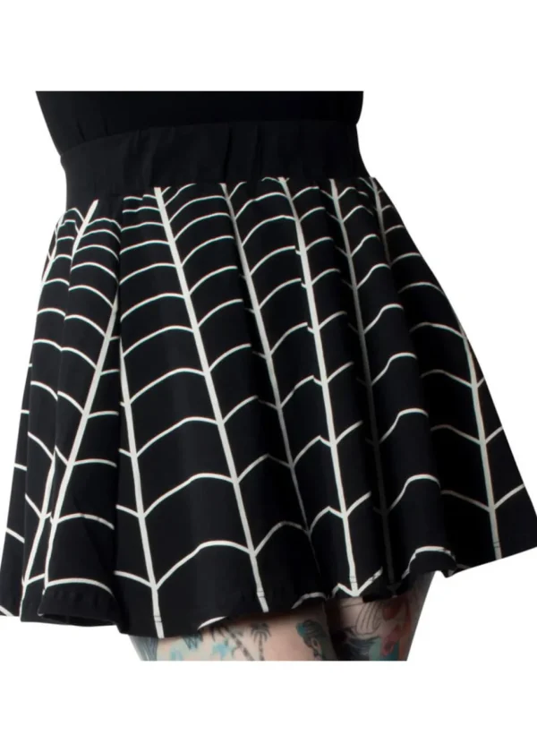 Kreepsville Spiderweb Skater Skirt Black White