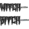 Kreepsville Witch Bitch Text Set Hairslides Black