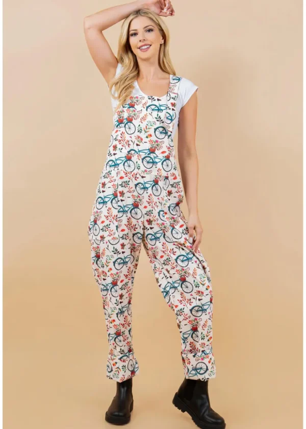 LA Soul Ayla Bicycle Dungarees Apricot