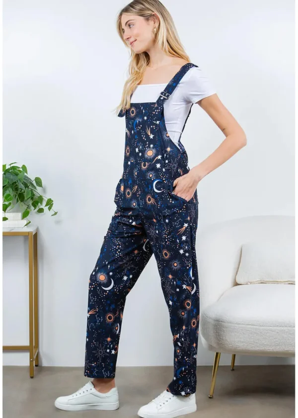 LA Soul Ayla Celestial Space Dungarees Black