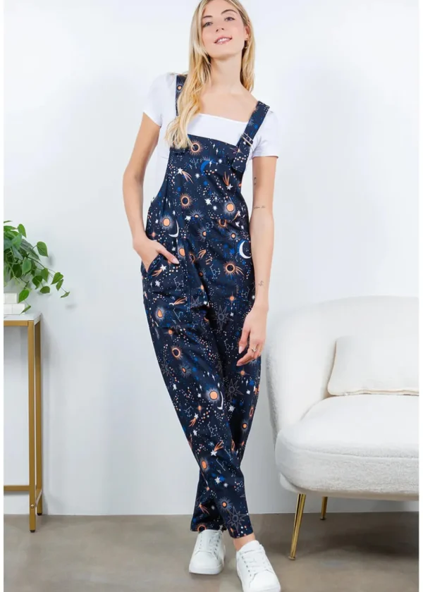 LA Soul Ayla Celestial Space Dungarees Black