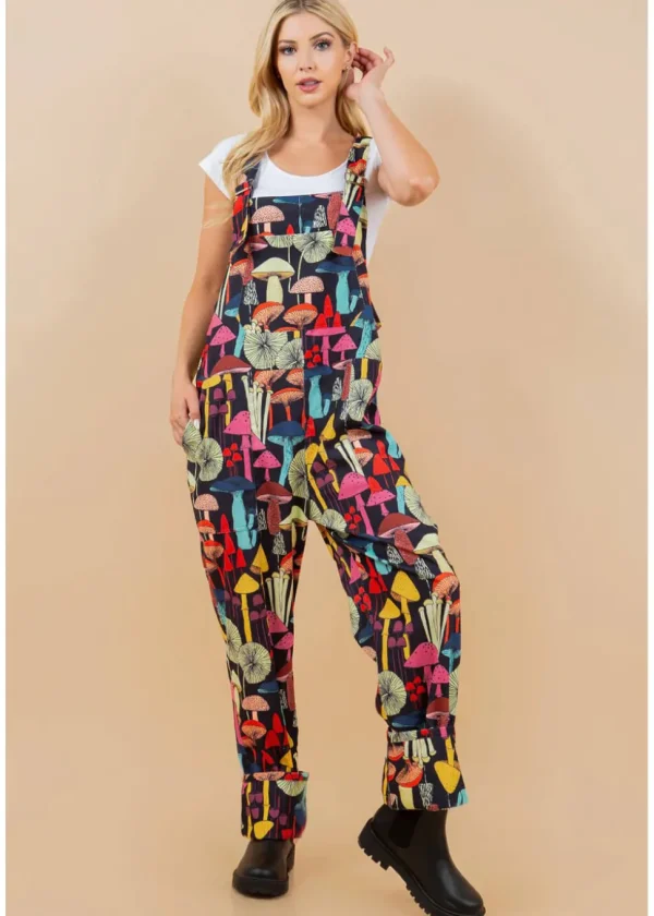 LA Soul Ayla Mushroom Reality Dungarees Black