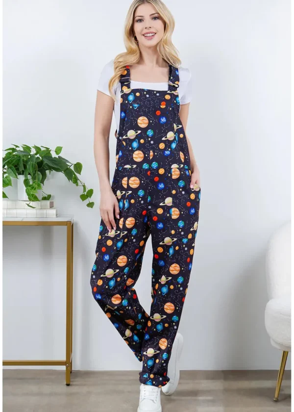 LA Soul Ayla Planets Dungarees Black