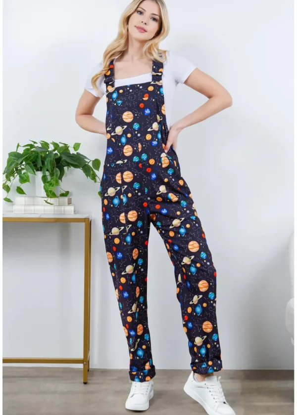 LA Soul Ayla Planets Dungarees Black