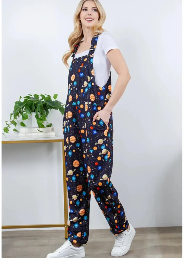 LA Soul Ayla Planets Dungarees Black