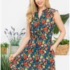 LA Soul Emma Retro Mushroom V-Neck A-Line Dress Black