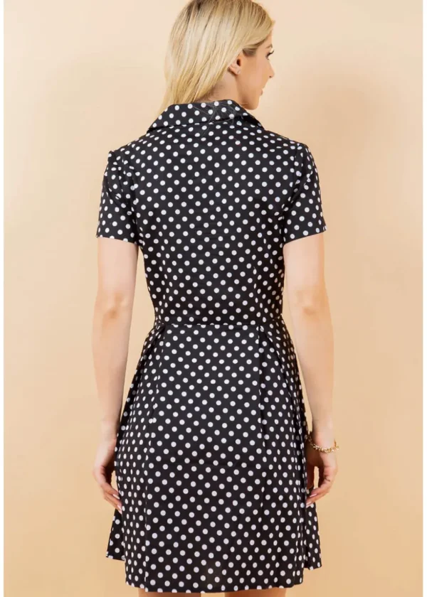 LA Soul Fleur Polkadot A-Line Dress Black