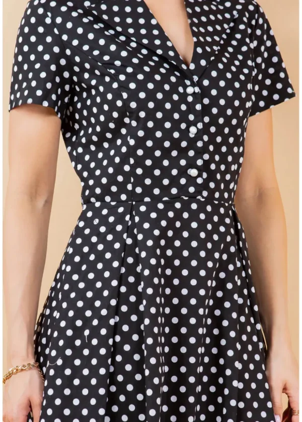 LA Soul Fleur Polkadot A-Line Dress Black