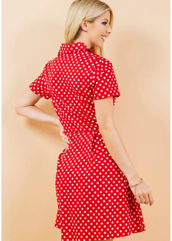 LA Soul Fleur Polkadot A-Line Dress Red