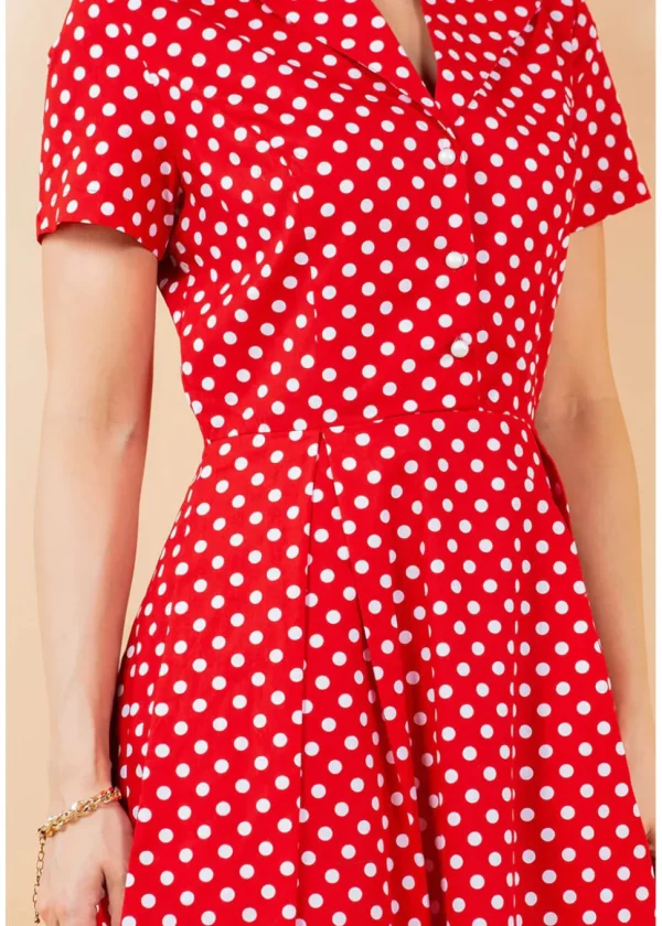 LA Soul Fleur Polkadot A-Line Dress Red