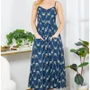 LA Soul Misty Kitty Cat Maxi Dress Navy