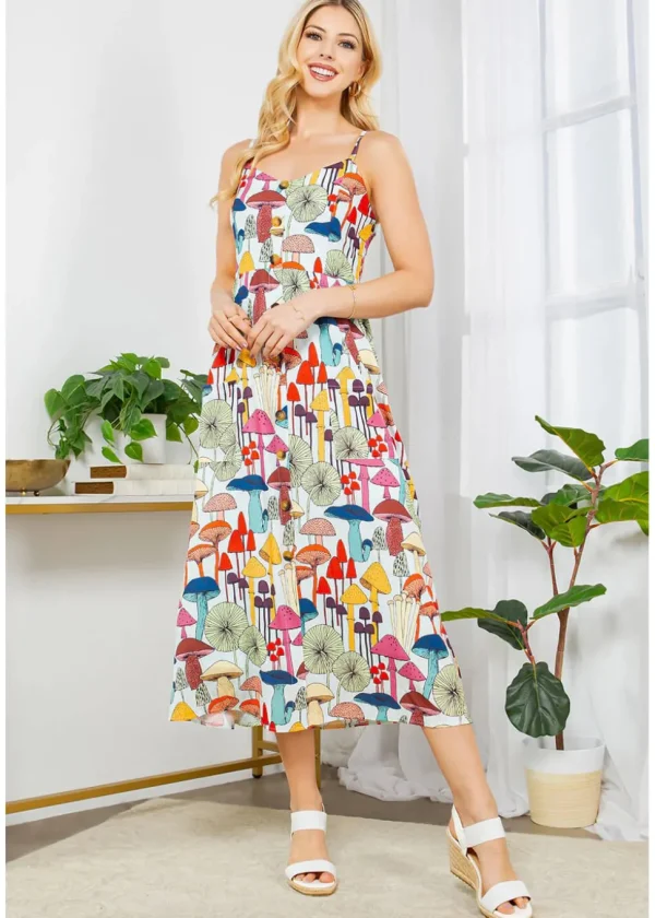 LA Soul Misty Mushroom Reality Maxi Dress Blue