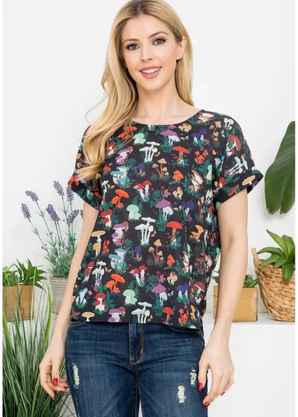 LA Soul Mushroom Garden Top Black