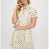 LA Soul Nova Party Polkadot A-Line Dress Cream