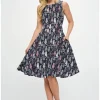 LA Soul Olivia Retro Cats A-Line Dress Black