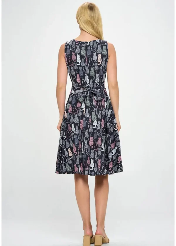LA Soul Olivia Retro Cats A-Line Dress Black