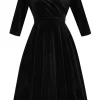Lady V Lyra Velvet 50's Swing Dress Black