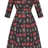 Lady V Lyra Xmas Express Christmas 50's Swing Dress Black
