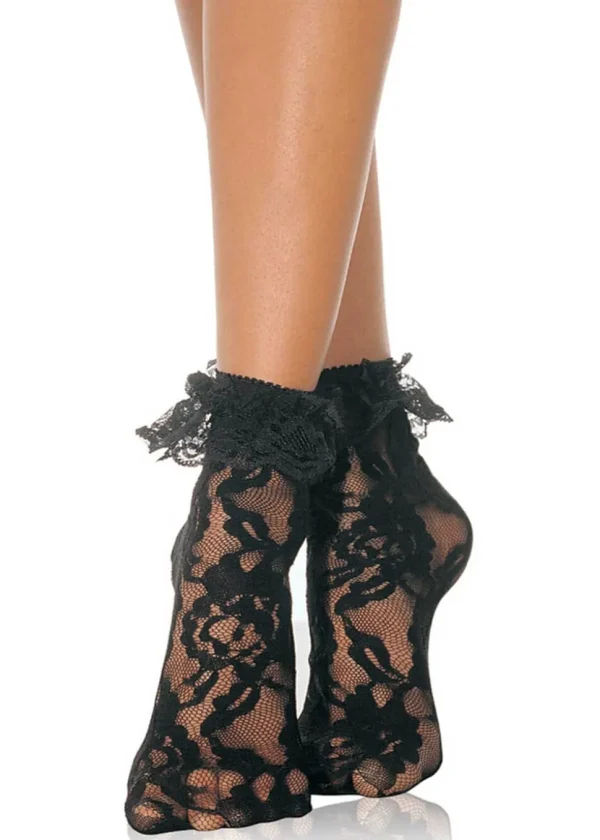 Leg Avenue Lucy Lace Ankle Socks Black