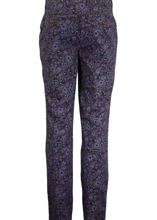 Lords of Harlech Jack Tribune Paisley Chino Trousers Plum