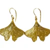 Lotta Djossou Paris Gingko Drop Earrings Gold