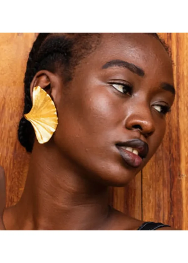 Lotta Djossou Paris Gingko Stud Earrings Gold