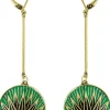 Love Vintage Art Deco Disc Drop Earrings Green