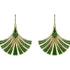 Love Vintage Art Deco Palm Leaf Earrings Green