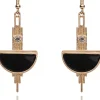 Love Vintage Art Deco 20's Earrings Black Gold