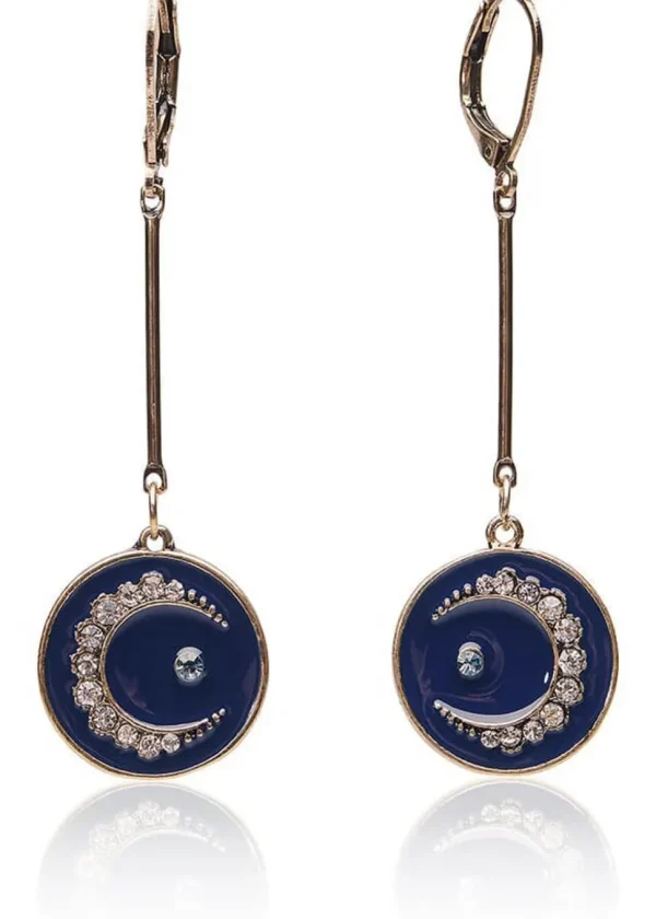Love Vintage Celestial Moon Earrings Blue