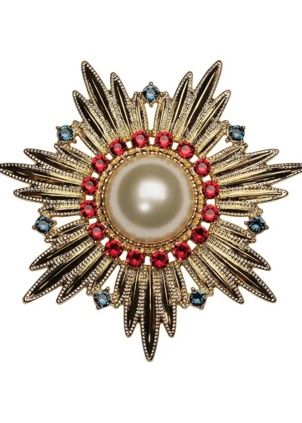 Love Vintage Cordelia Swarovski Crystal Starburst Brooche Gold