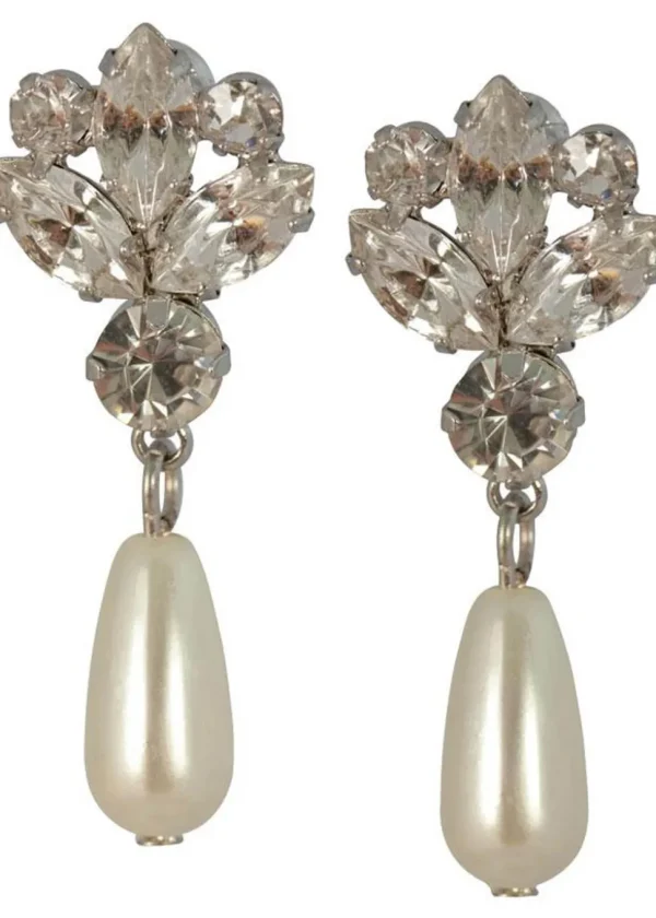 Love Vintage Crystal Pearl Drop 50's Earrings