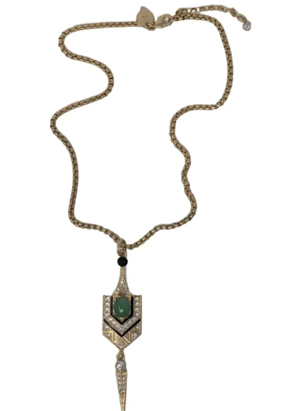 Love Vintage Eygptian Queen 20's Necklace Green