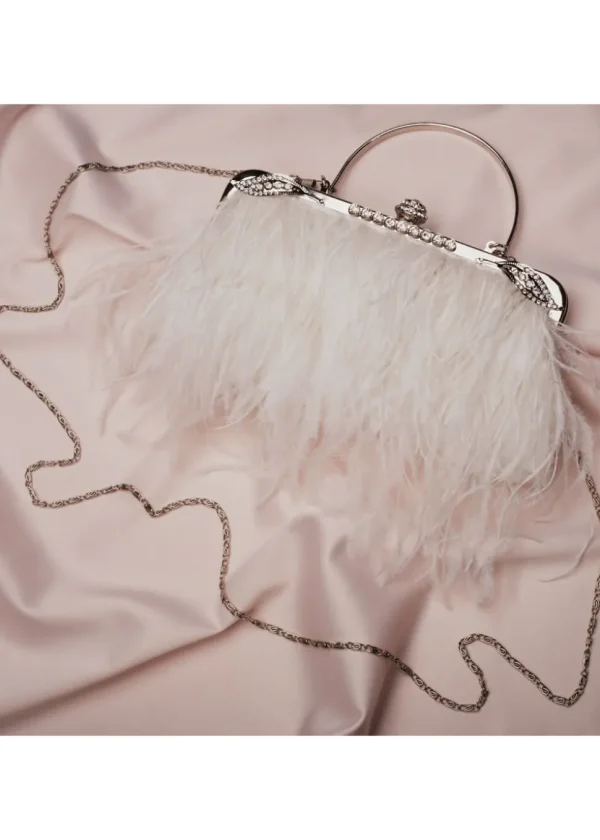 Love Vintage Feather Art Deco Handbag White
