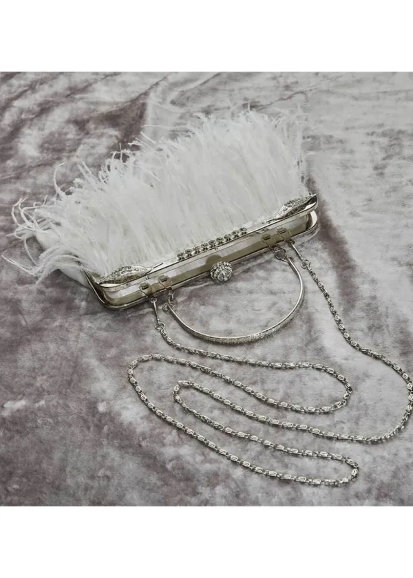 Love Vintage Feather Art Deco Handbag White