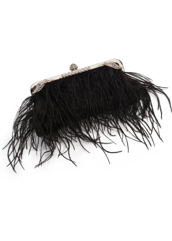 Love Vintage Feather Art Deco Handbag Black