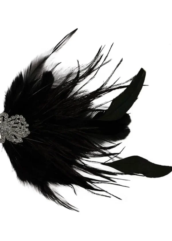 Love Vintage Feather 20's Hairclip Black