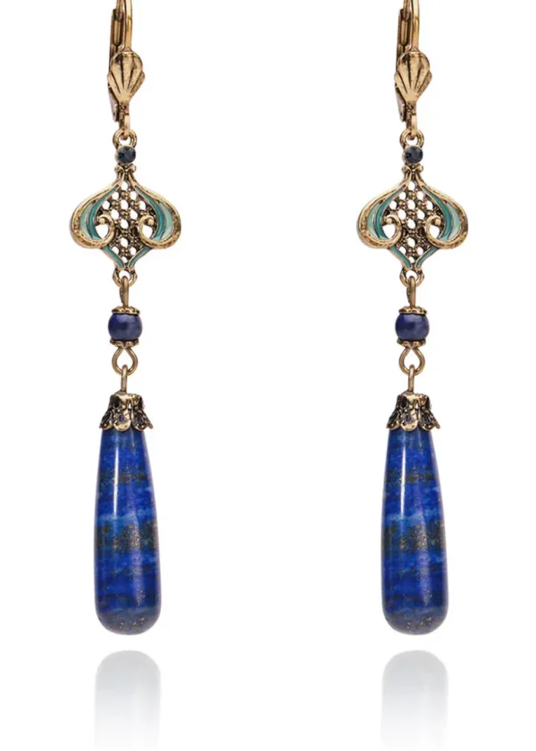 Love Vintage Lapis Natural Stone 20's Earrings Purple