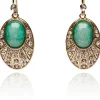 Love Vintage Oval Agate Deco Earrings Green