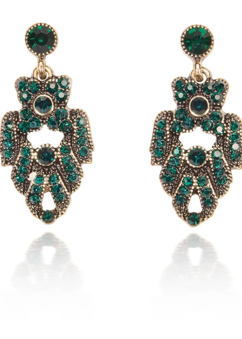 Love Vintage Theda Art Deco 20's Earrings Green