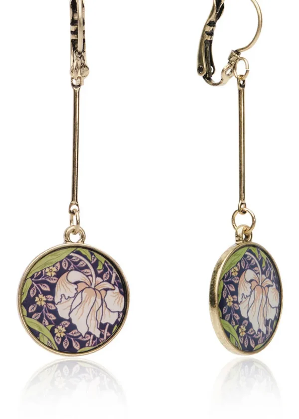 Love Vintage William Morris Disc Drop 20's Earrings Multi