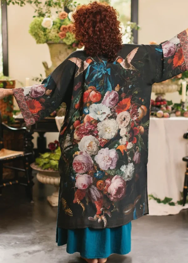 Market Of Stars Flight of Fancy Long Kimono Black
