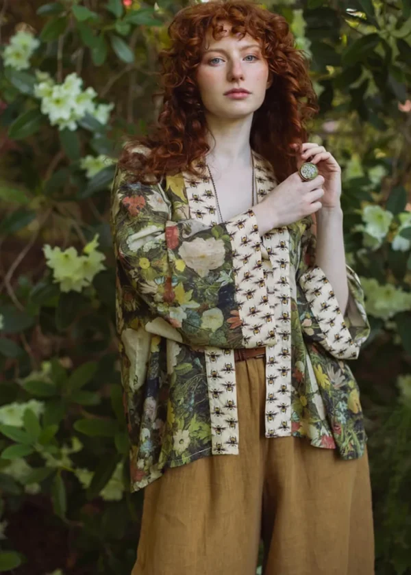 Market Of Stars I Dream In Flowers Brueghel Short Kimono Green