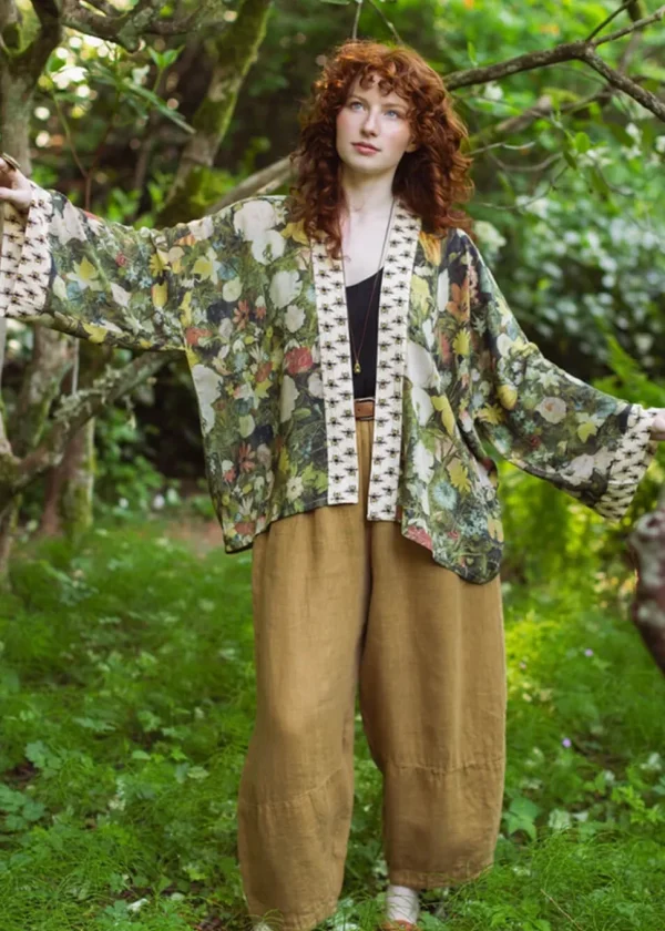 Market Of Stars I Dream In Flowers Brueghel Short Kimono Green