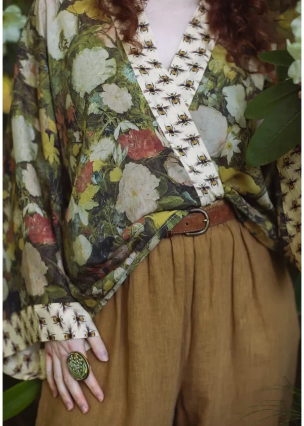 Market Of Stars I Dream In Flowers Brueghel Short Kimono Green