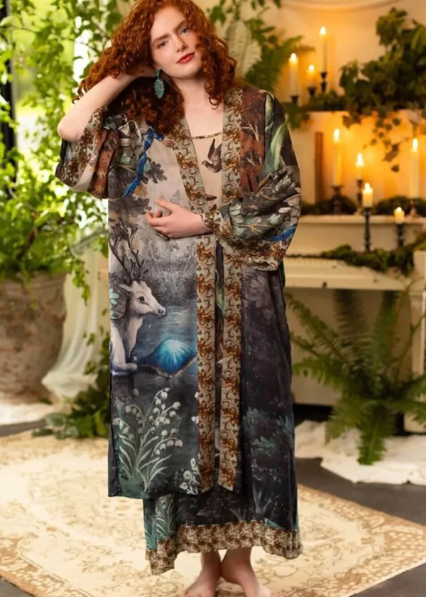 Market Of Stars Theatre Of Dreams Deer Long Kimono Multi