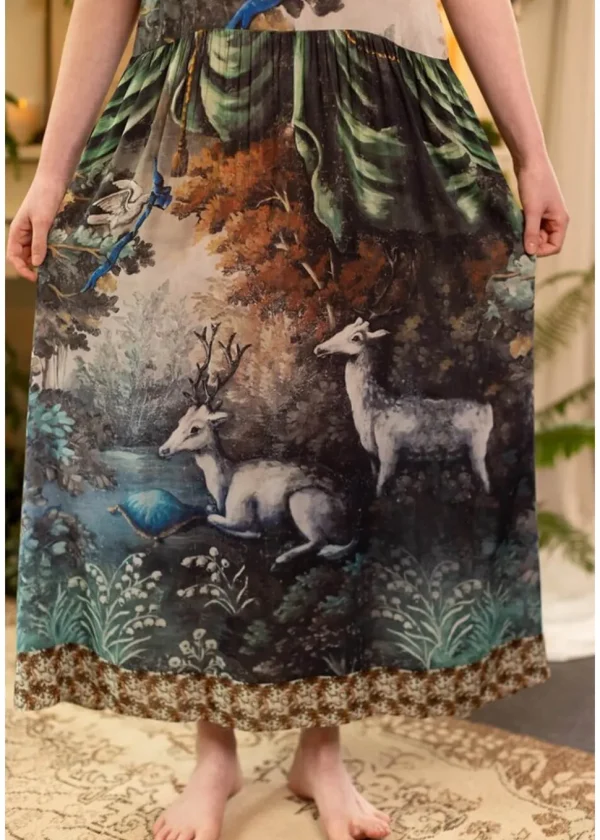 Market Of Stars Theatre Of Dreams Deer Maxi Dress Kimono Multi
