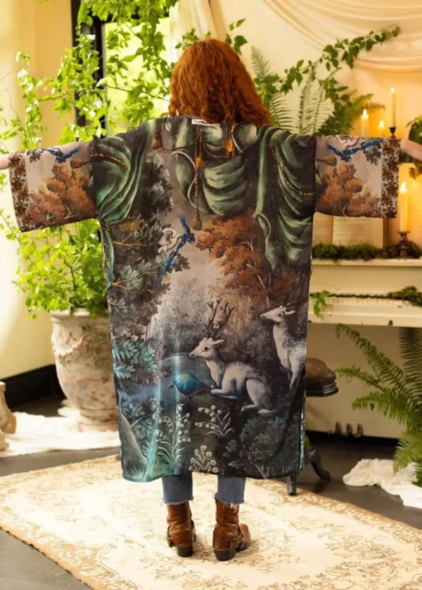 Market Of Stars Theatre Of Dreams Deer Long Kimono Multi
