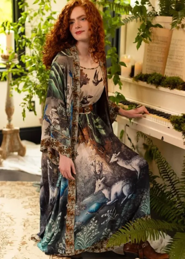 Market Of Stars Theatre Of Dreams Deer Long Kimono Multi